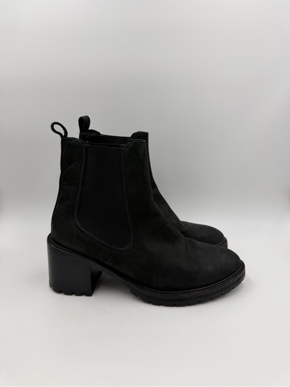 Thursday Boot Co. Everyday Matte Black High Heel Lug-Sole Chelsea Boots Sz 8.5